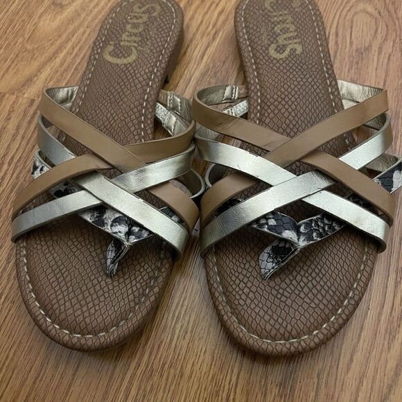 Sam Edelman Cypress Gold metallic brown strappy sandal slides size US 9 - Picture 5 of 5